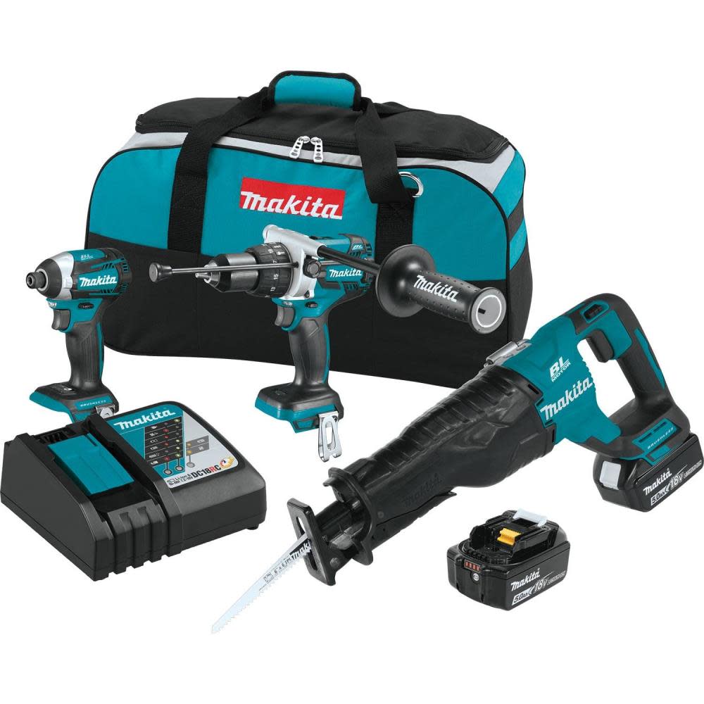 Makita 18V LXT Lithium-Ion Brushless Cordless 3-Pc. Combo Kit (5.0Ah) - Ascmtools