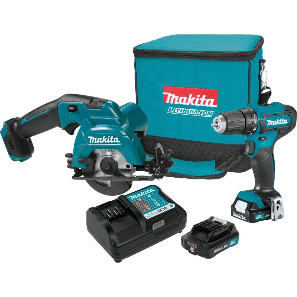 Makita 12V Max CXT Lithium-Ion Cordless 2-Pc. Combo Kit (2.0Ah) - Ascmtools