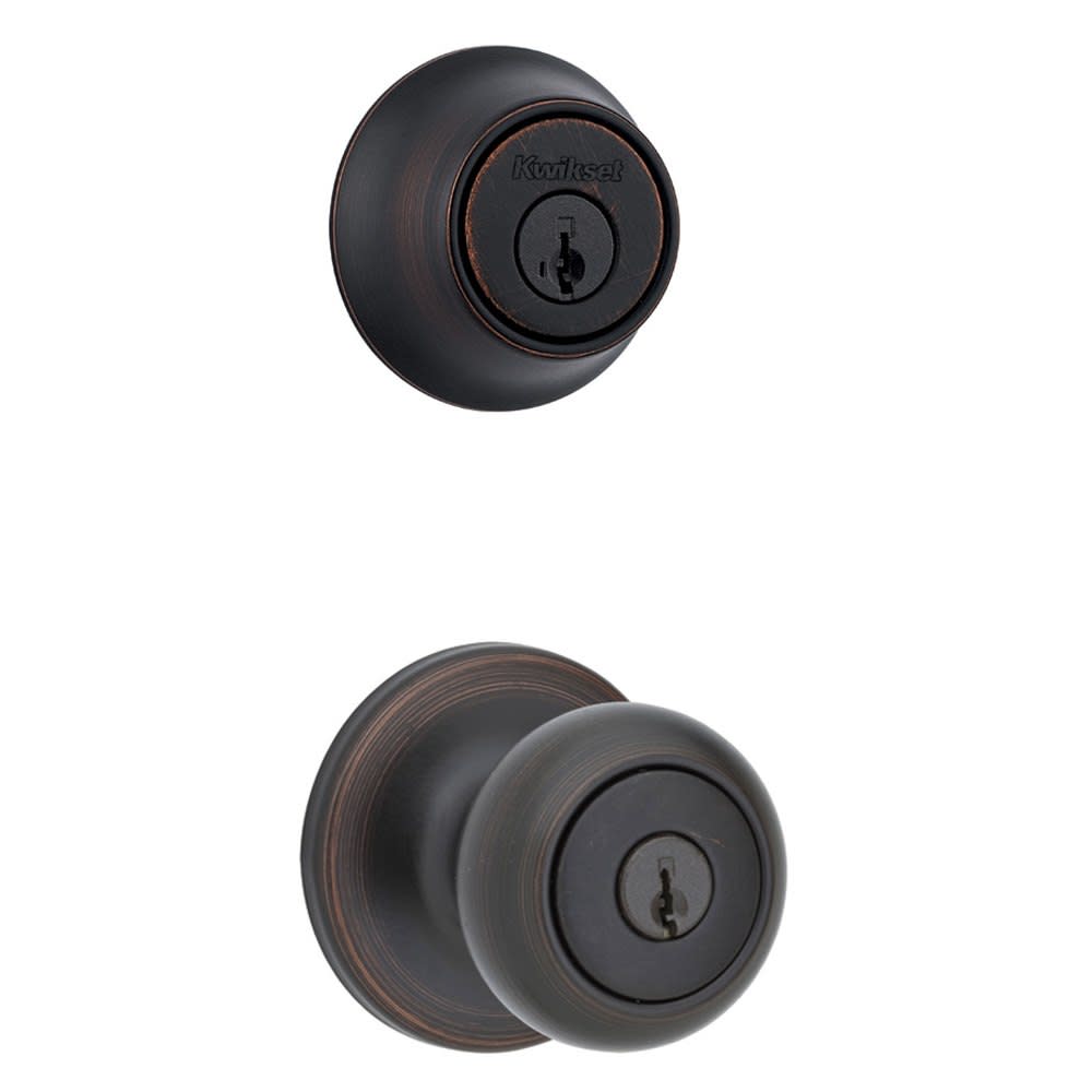 Kwikset Venetian Bronze Cove Door Knob & Single Cylinder Deadbolt Set - Ascmtools