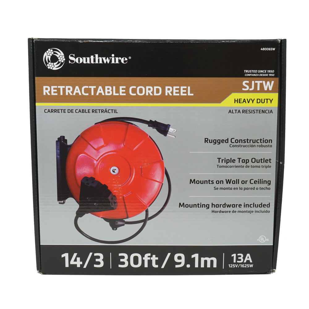 Southwire Retractable Reel Cord 3 Outlet 30′ - Ascmtools