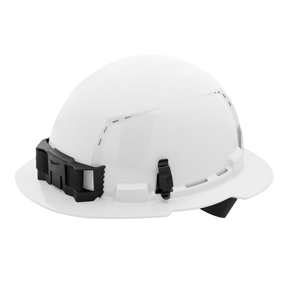 Milwaukee White Full Brim Vented Hard Hat with 4pt Ratcheting Suspension Type 1 Class C - Ascmtools
