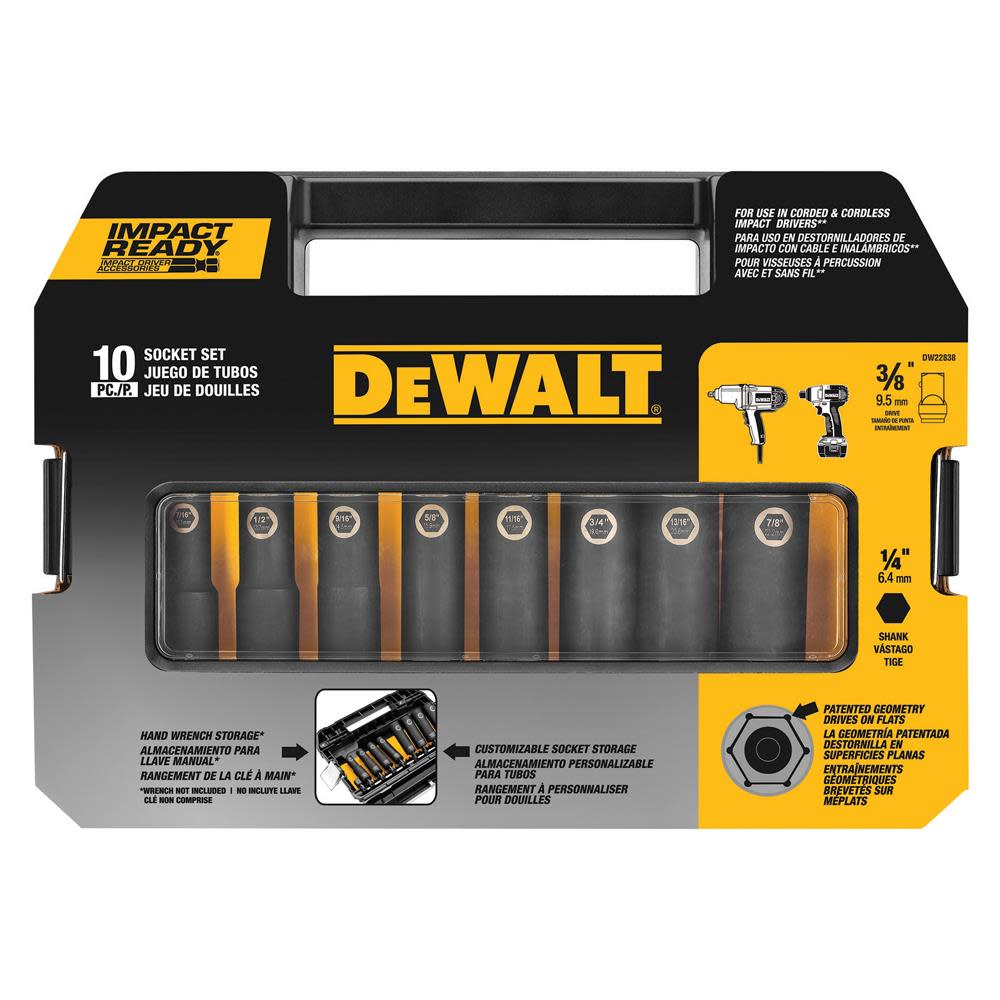 DEWALT 3/8-in 10-Piece Impact Ready Socket Set - Ascmtools