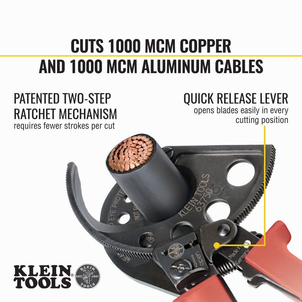 Klein Tools Ratcheting Cable Cutter 1000 MCM - Ascmtools