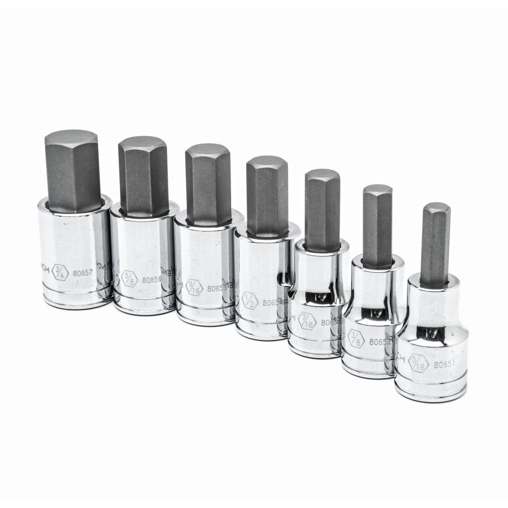 GEARWRENCH 7 Pc 1/2″ Drive Hex Bit SAE Socket Set - Ascmtools