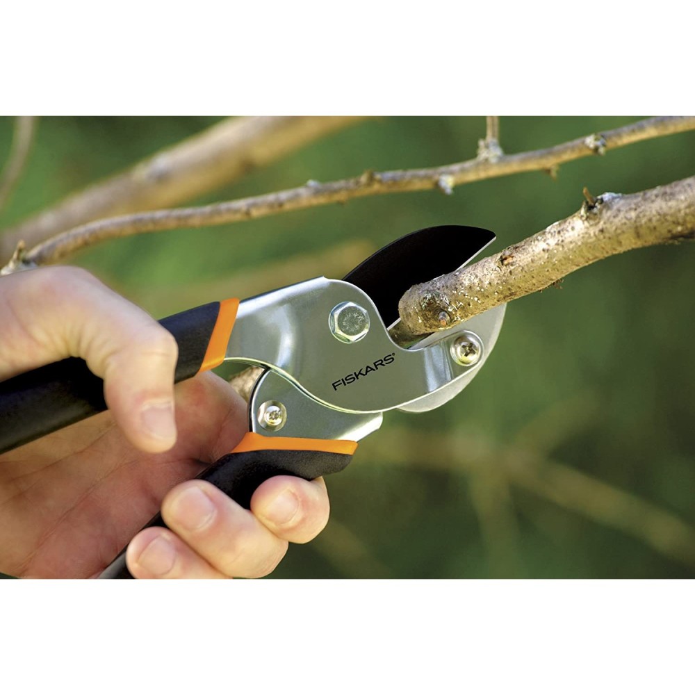 Fiskars Pruner 0.625″ Cut Black Handle Steel Power Lever Anvil - Ascmtools