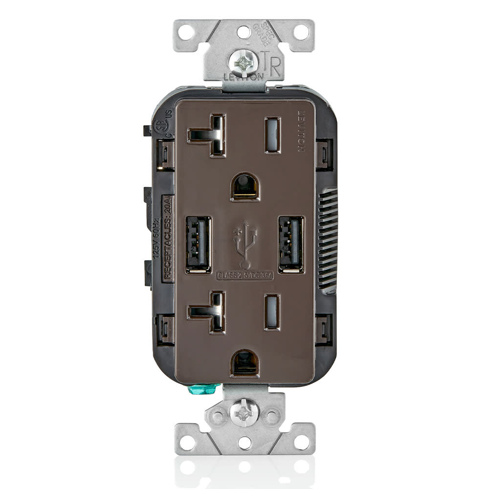 Leviton 20A 125V Brown Combination Duplex Receptacle/Outlet - Ascmtools