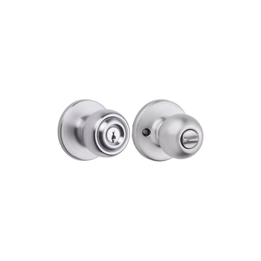 Kwikset Satin Chrome Security Keyed Entry Exterior Polo Lockset Knob - Ascmtools