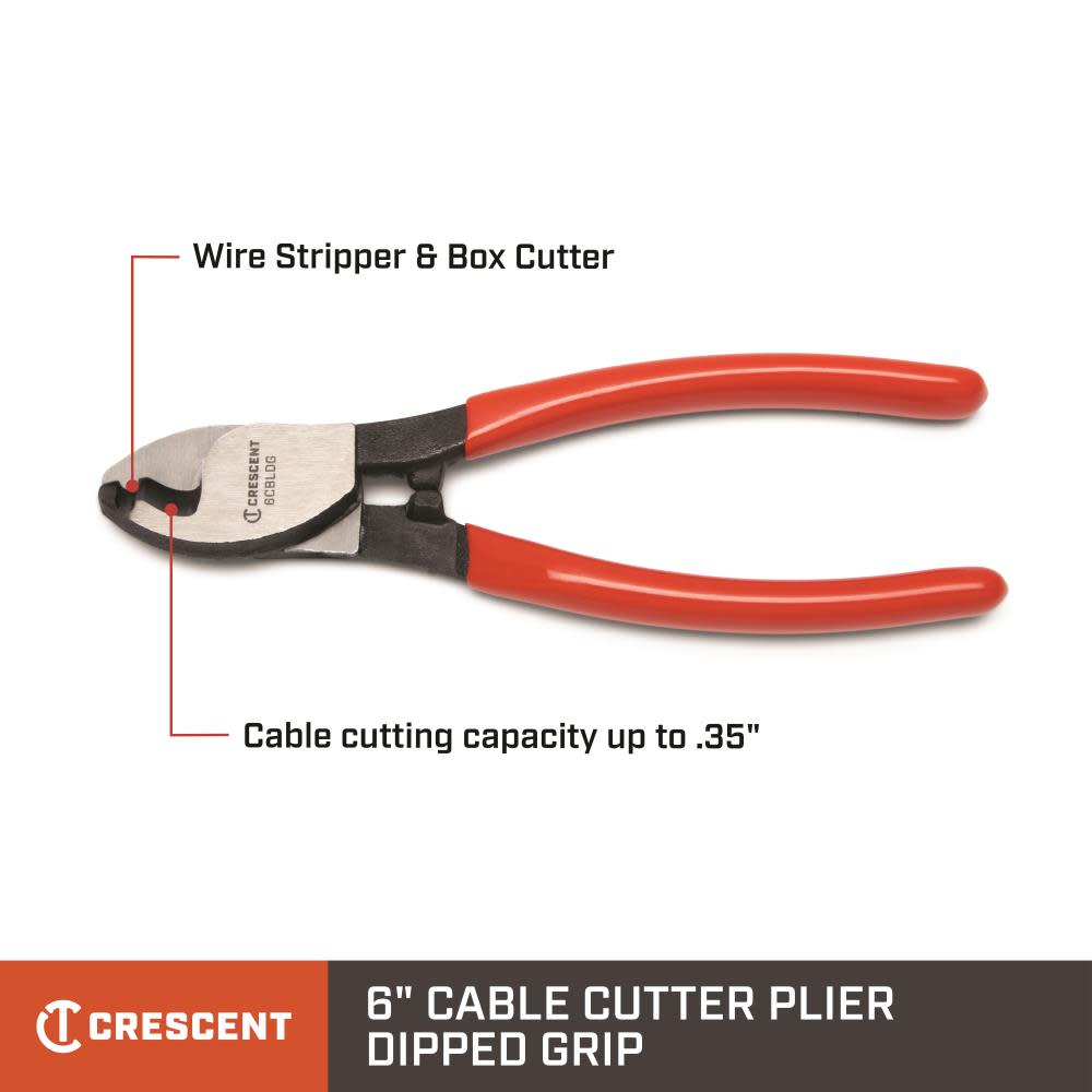 Crescent 6″ Cable Cutter Dipped Handle Pliers - Ascmtools