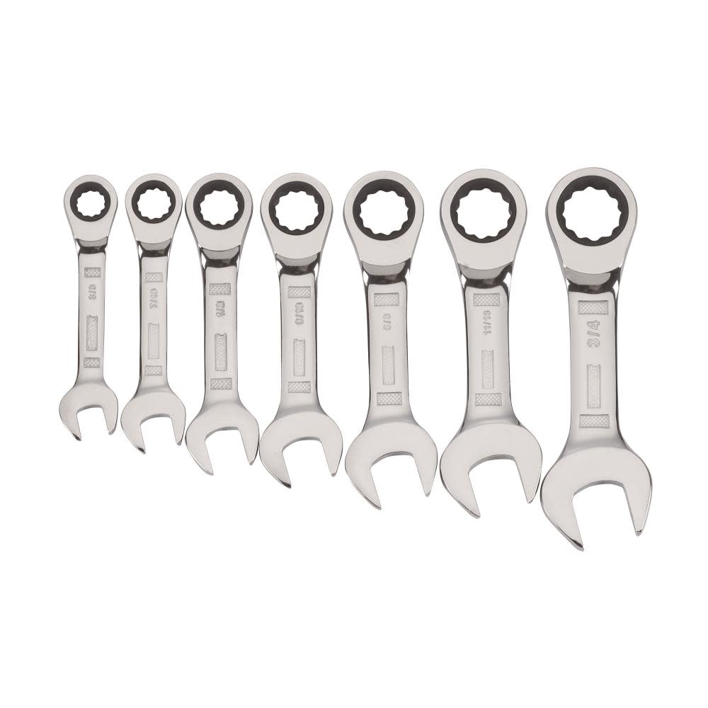 DEWALT 7 Piece Stubby Ratcheting Inch Wrench Set - Ascmtools