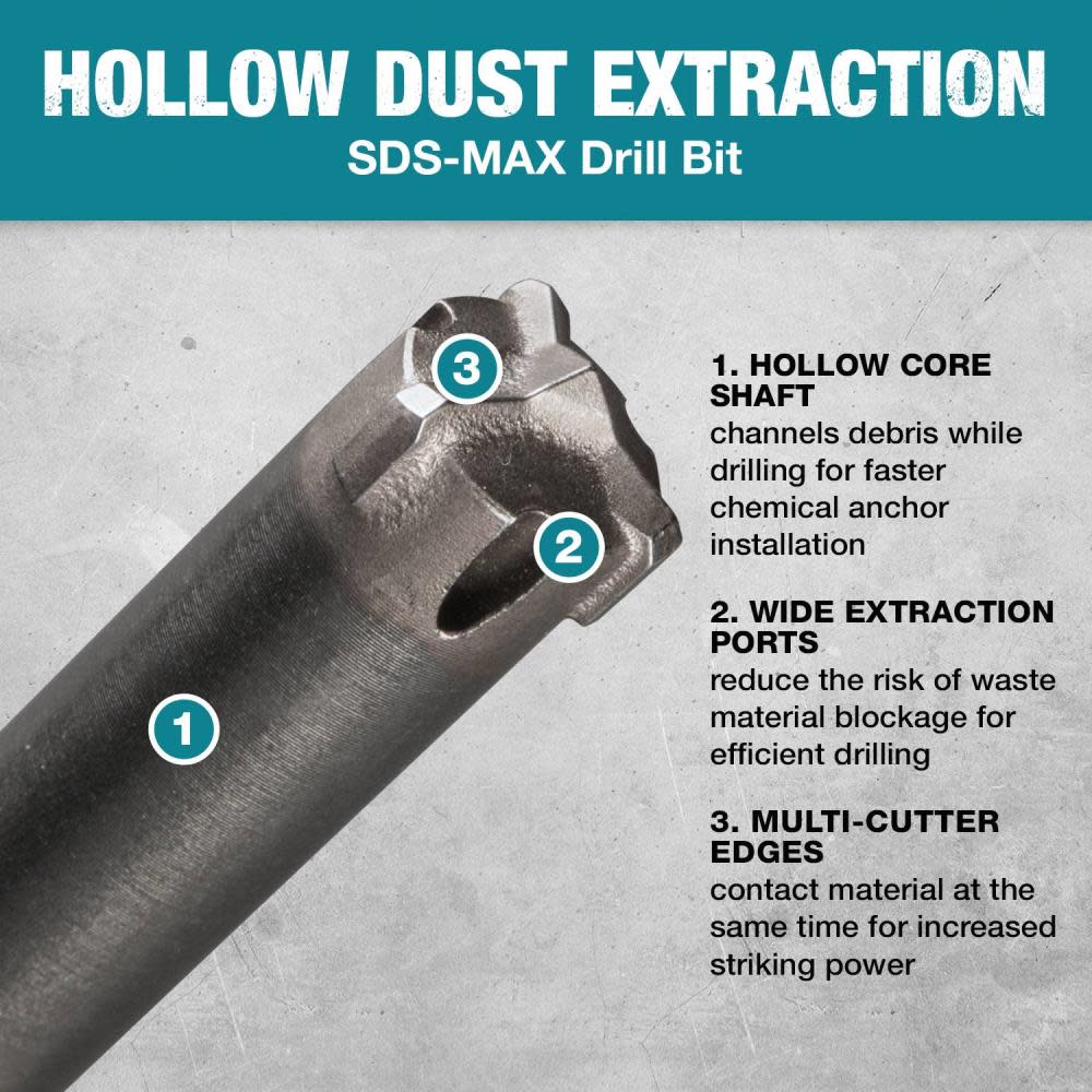 Makita 9/16″ x 24″ SDS-MAX Dust Extraction Drill Bit - Ascmtools