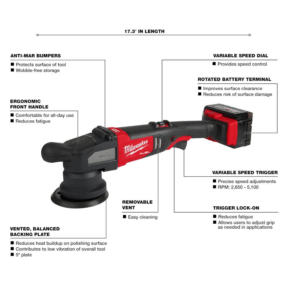 Milwaukee M18 FUEL 15mm Random Orbital Polisher Kit - Ascmtools