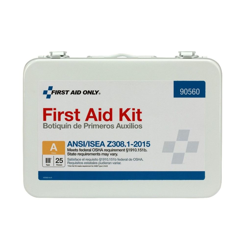 First Aid Only First Aid Kit 25 Person Bulk Metal Case ANSI A - Ascmtools