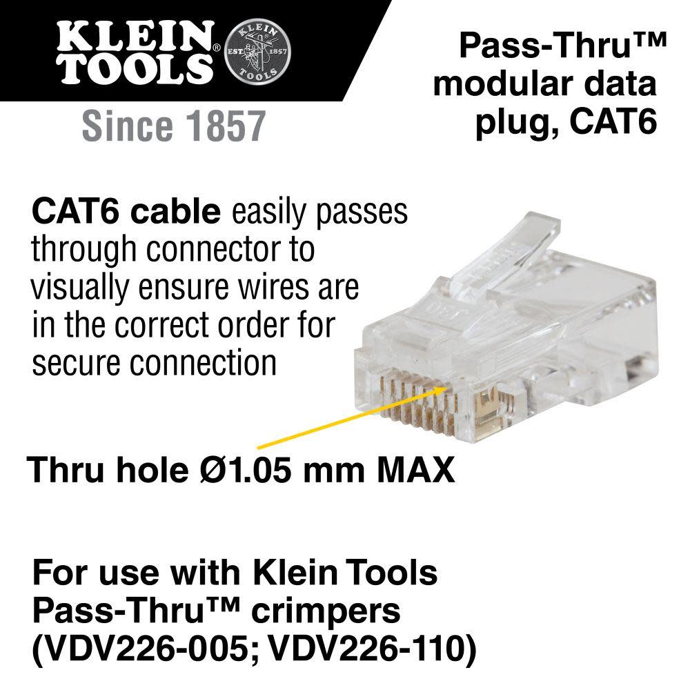 Klein Tools Pass-Thru Data Plug. CAT6 10 Pk - Ascmtools