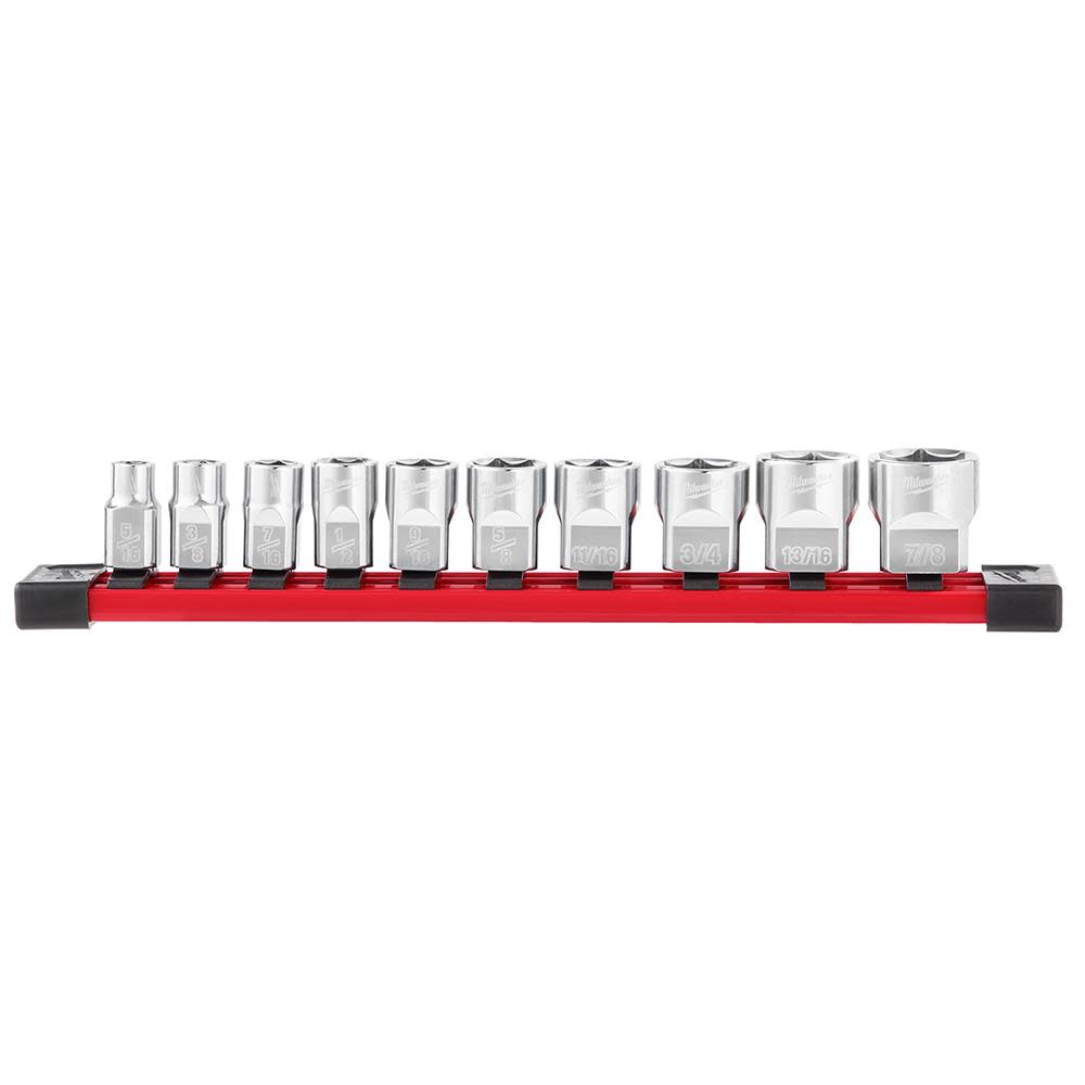 Milwaukee 10pc 3/8 in. SAE Sockets with FOUR FLAT Sides - Ascmtools