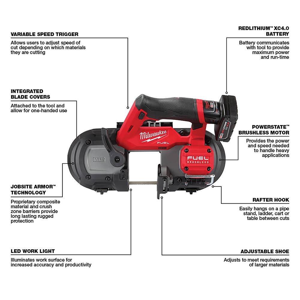 Milwaukee M12 FUEL Compact Band Saw Kit - Ascmtools