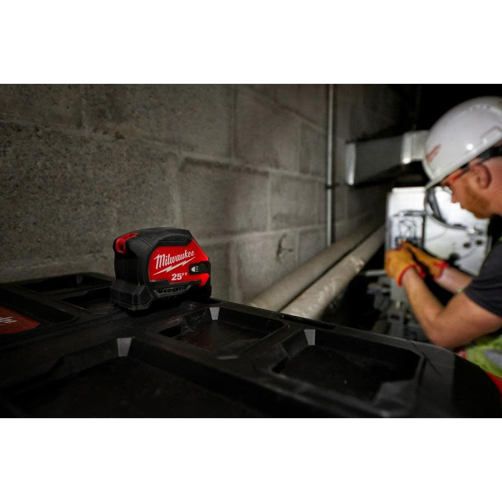 Milwaukee 25ft Wide Blade Magnetic Tape Measure with 100L Light - Ascmtools