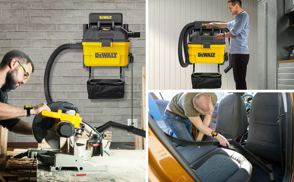 DEWALT 6 Gallon Wall Mounted Wet/Dry Vacuum with Wireless on/off Control - Ascmtools