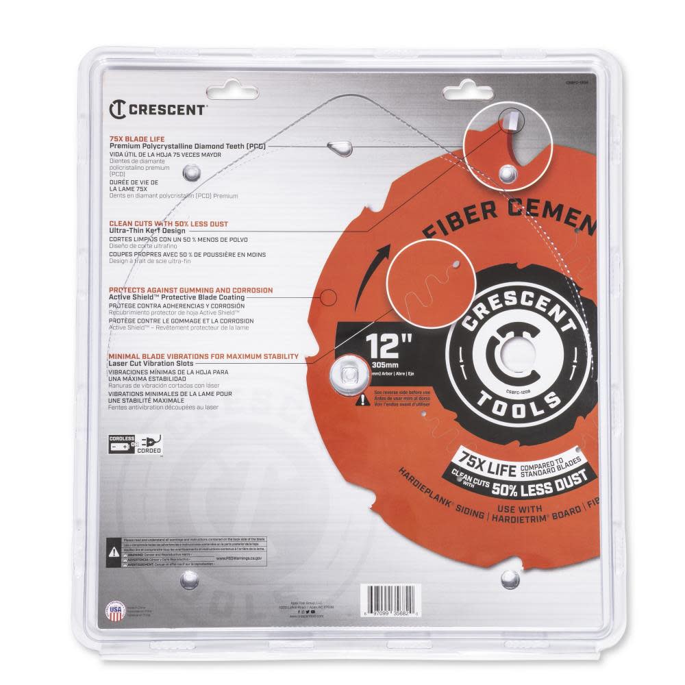Crescent APEX Circular Saw Blade 12″ x 8 Tooth Fiber Cement - Ascmtools