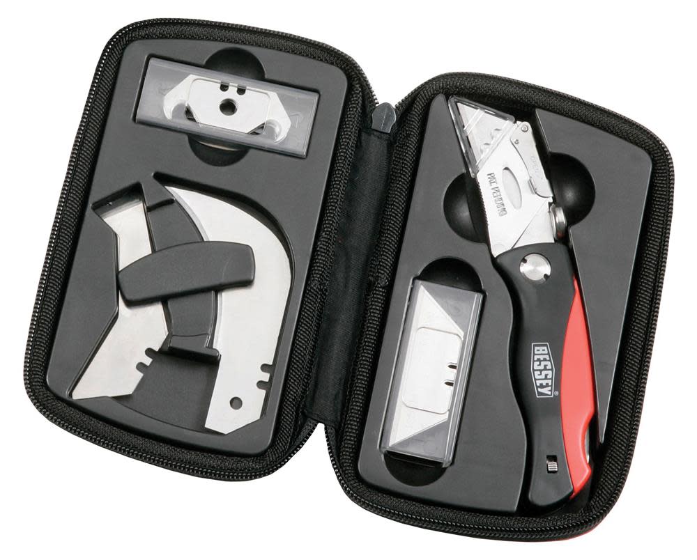 Bessey Utility Knife Set with Zippered Nylon Case - Ascmtools
