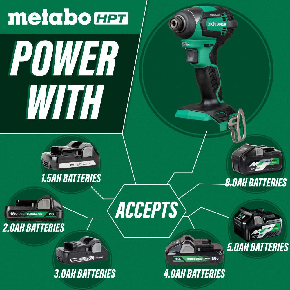 Metabo HPT 18V MultiVolt Cordless Impact Driver Bare Tool - Ascmtools