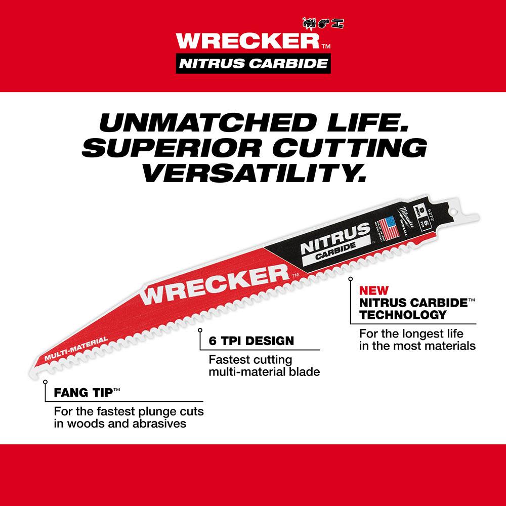 Milwaukee 12″ WRECKER with NITRUS CARBIDE 5Pk - Ascmtools