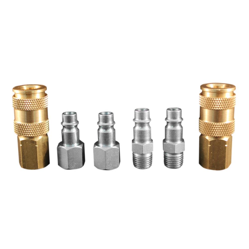 Milton S-217 1/4″ NPT HIGHFLOWPRO V-Style/European Interchange Air Coupler and Plug Fitting Kit (High Volume Low Pressure Application) -6 Piece - Ascmtools