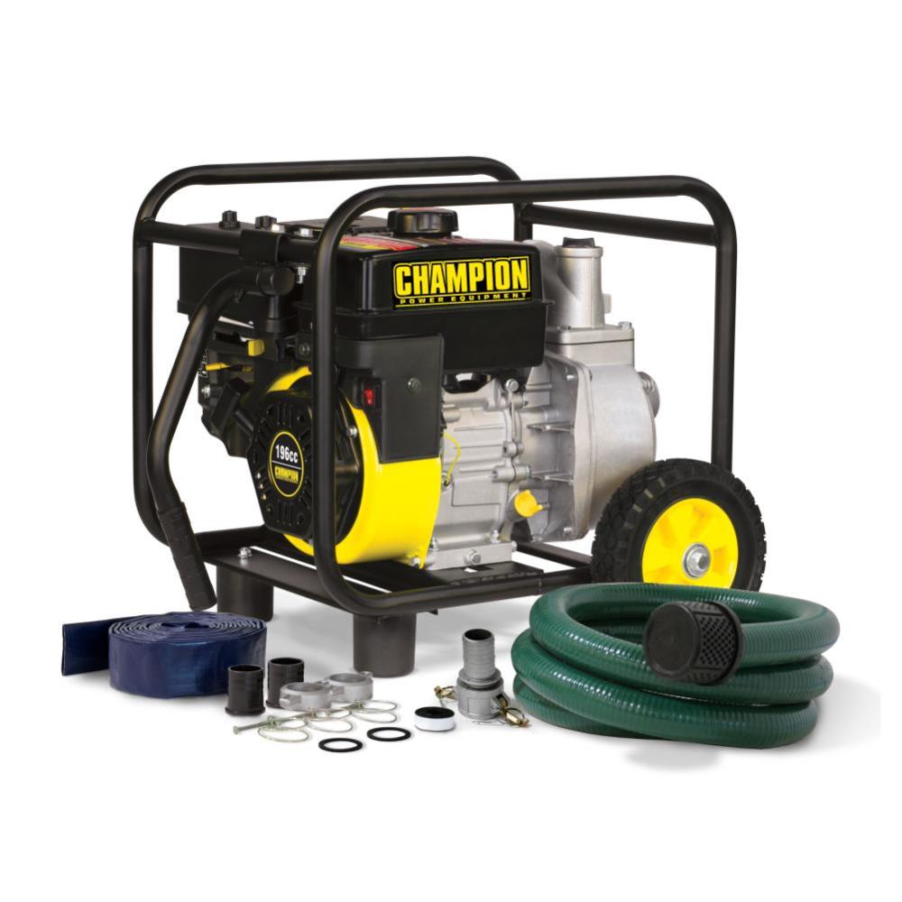 Champion Power Equipment 2-Inch Gas-Powered Semi-Trash Water Transfer Pump with Hose and Wheel Kit – 66520 - Ascmtools