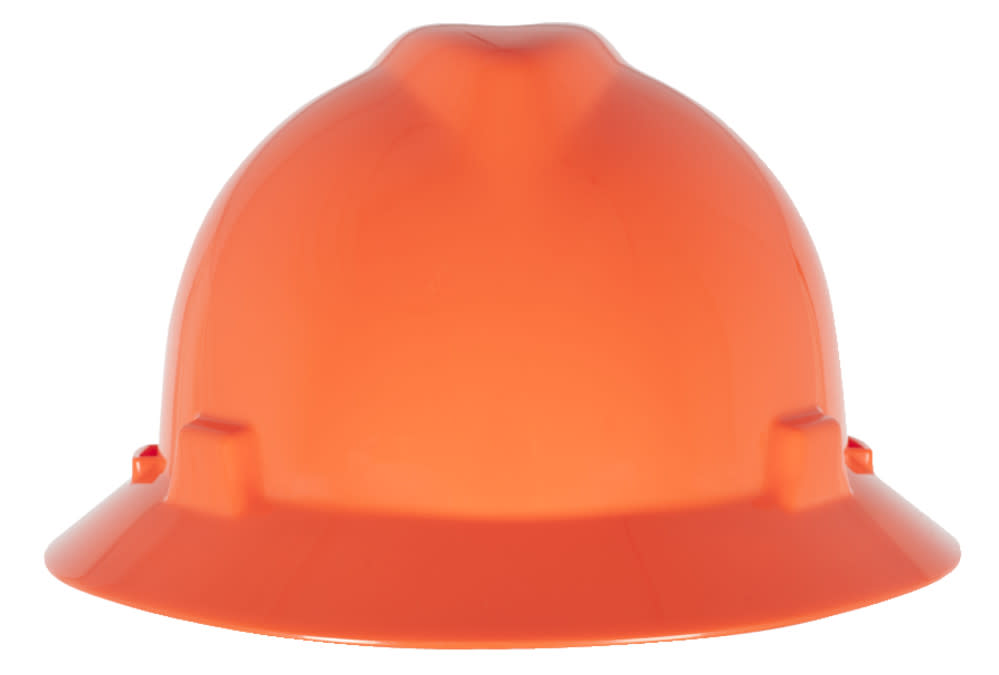 MSA Safety Works Slotted Full Brim Hat Hi Viz Orange with Fas Trac III - Ascmtools