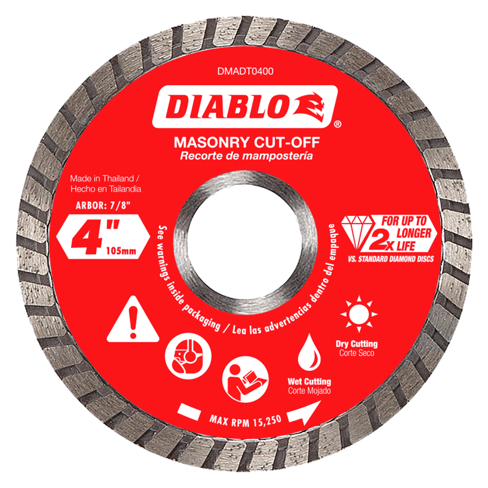 Diablo Tools 4″ Diamond Turbo Cut Off Discs Masonry - Ascmtools