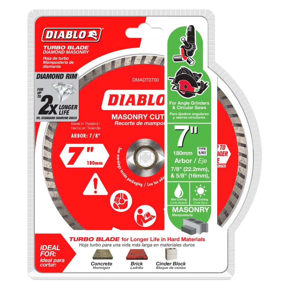 Diablo Tools 7″ Diamond Turbo Cut Off Discs Masonry - Ascmtools
