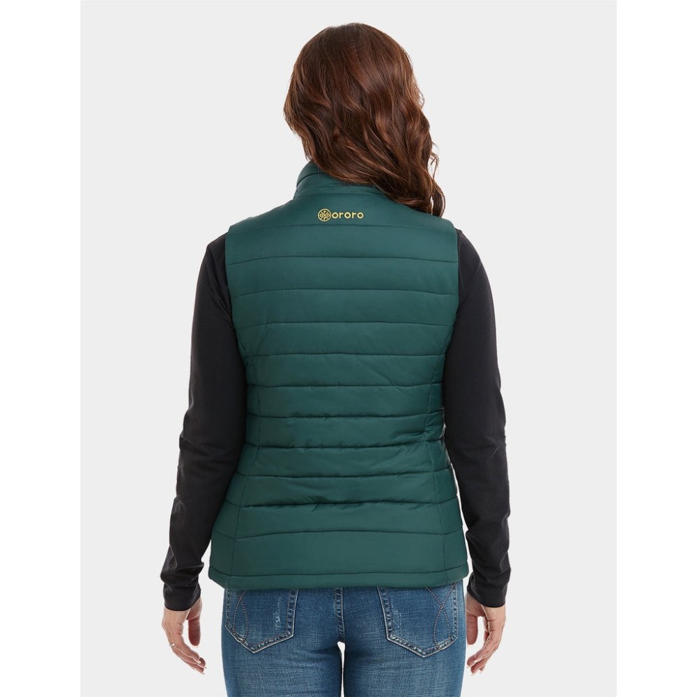ORORO Womens Green & Gold Classic Heated Vest Kit XL - Ascmtools