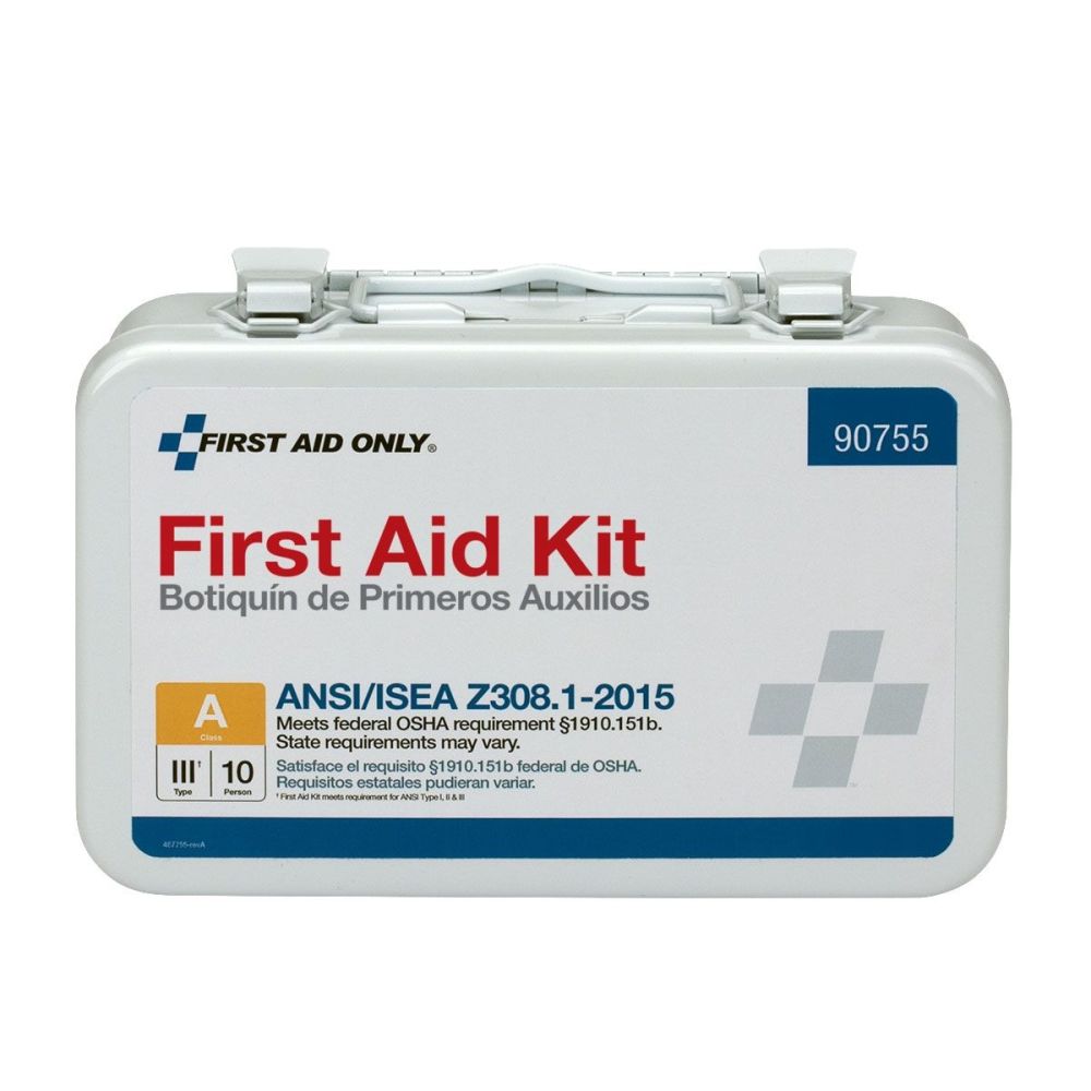 First Aid Only First Aid Kit 10 Person Bulk Metal Case ANSI A - Ascmtools