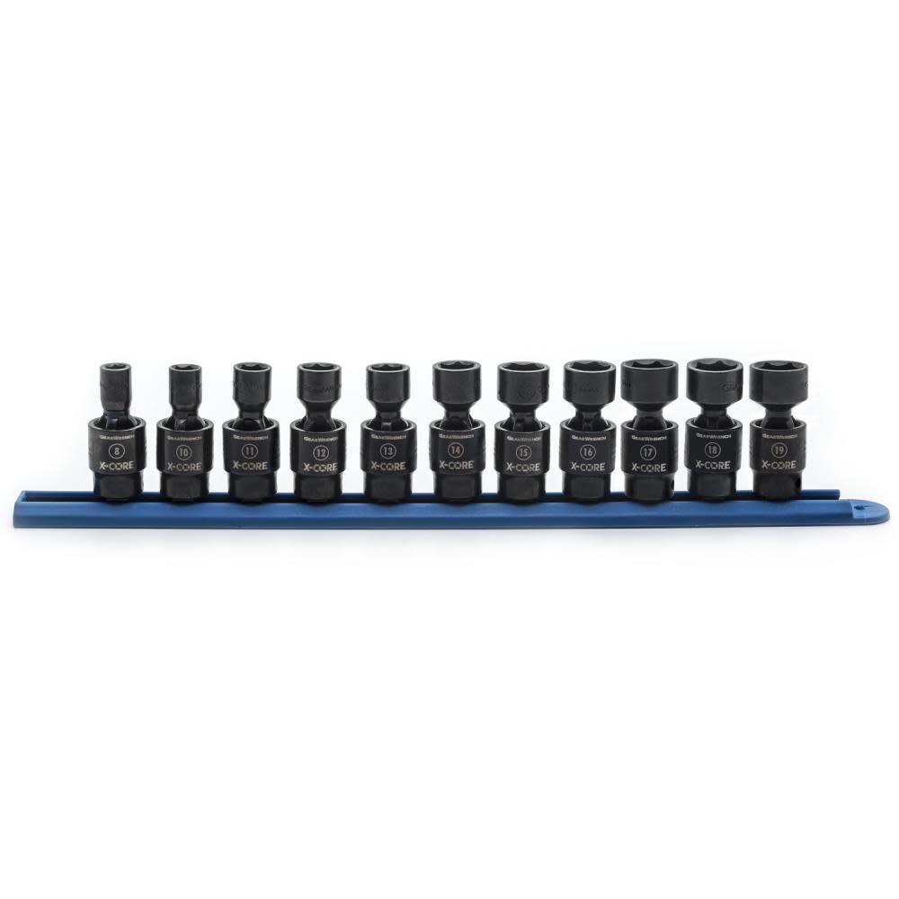 GEARWRENCH Pinless Universal Impact Socket Set 11 Pc. 3/8″ Drive 6 Point Metric - Ascmtools