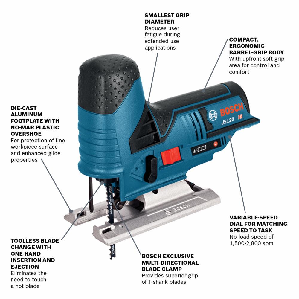 Bosch 12V Max Jig Saw Barrel Grip Bare Tool - Ascmtools