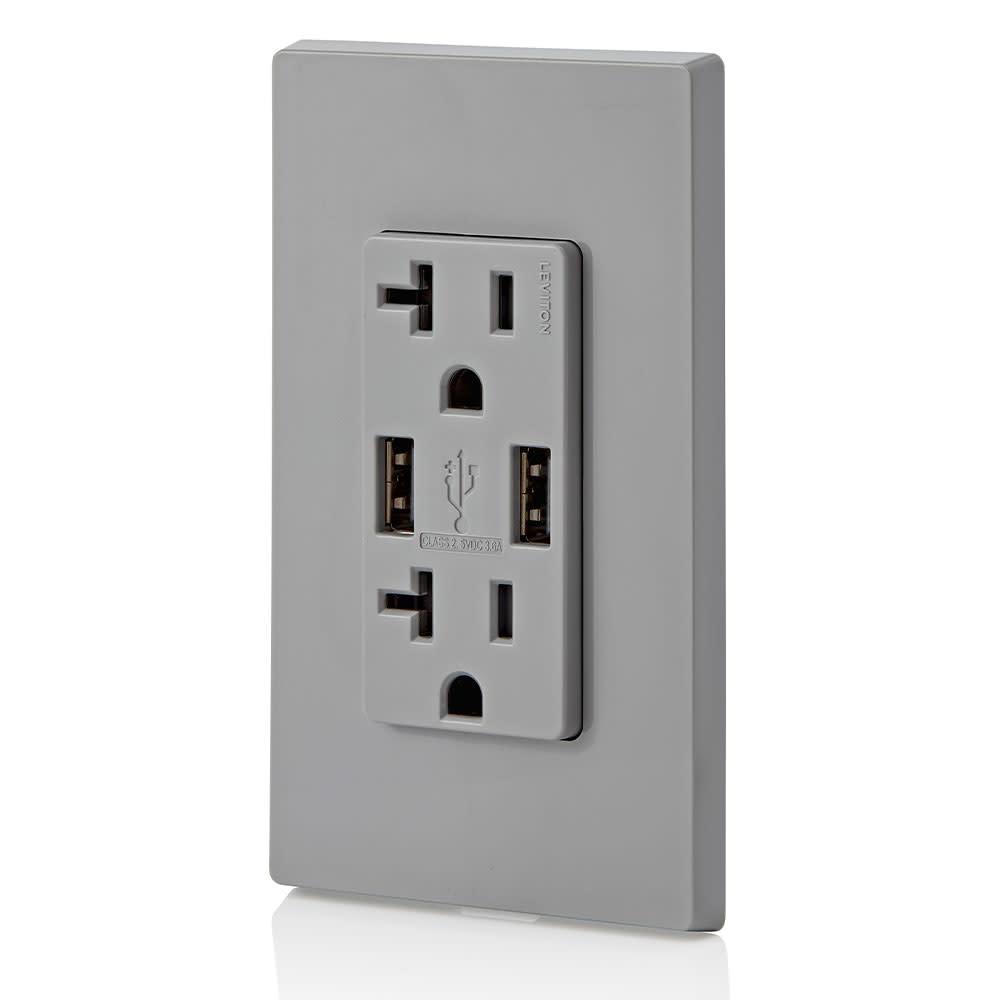 Leviton Combination Duplex Receptacle/Outlet 20A 125V Gray - Ascmtools