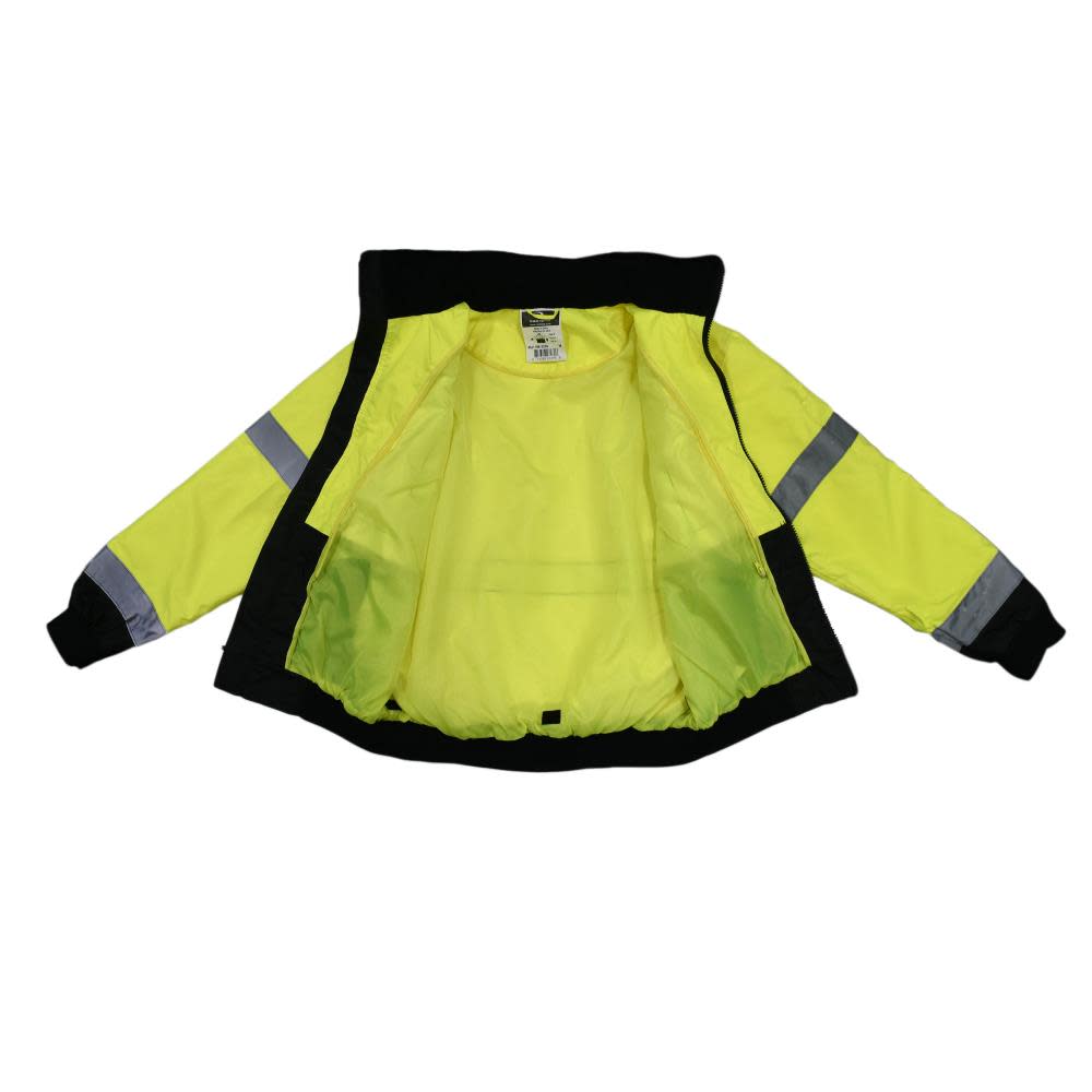 Radians Class 3 Two in One High Visibility Bomber Safety Jacket Green Black Bottom 3X - Ascmtools