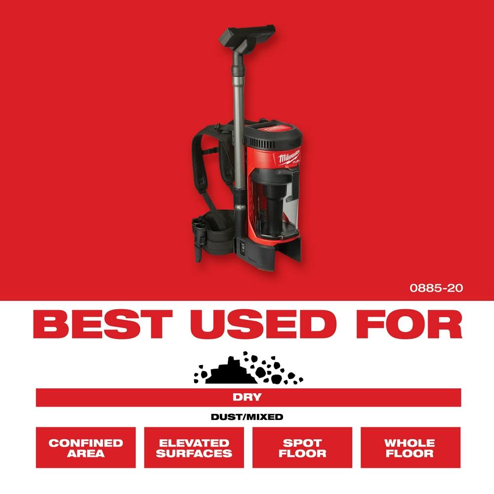 Milwaukee M18 FUEL 3-in-1 Backpack Vacuum - Ascmtools