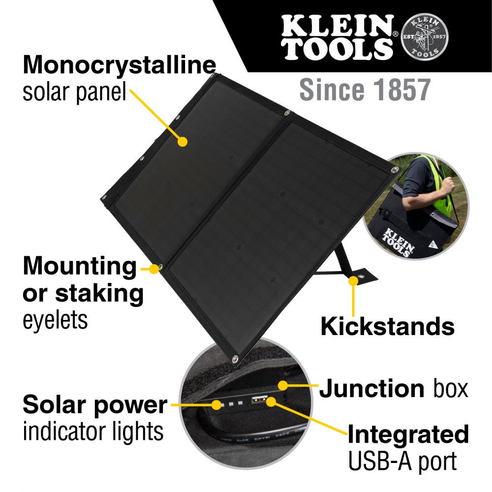 Klein Tools Portable Solar Panel 60W - Ascmtools