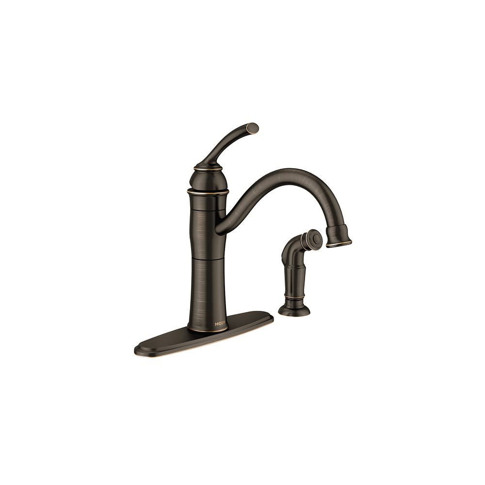 Moen Braemore Bronze 1 Handle High Arc Kitchen Faucet with Spray - Ascmtools