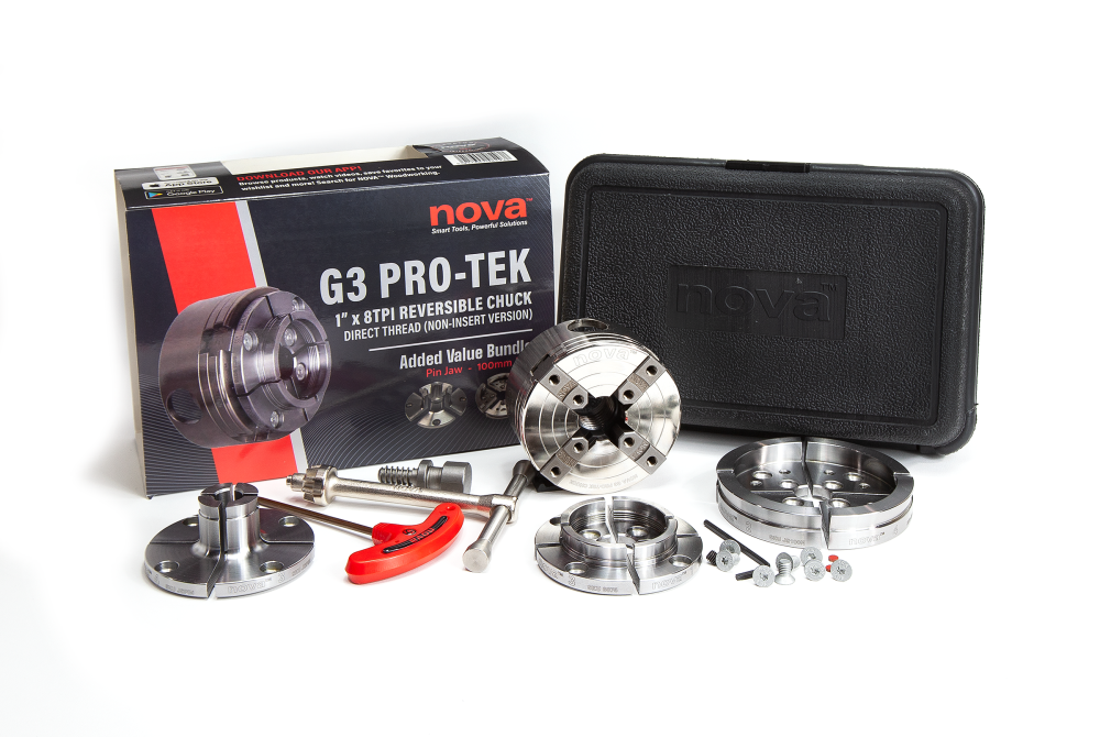Nova PRO-TEK G3 Direct Thread 1 x 8TPI Reversible Chuck Bundle - Ascmtools