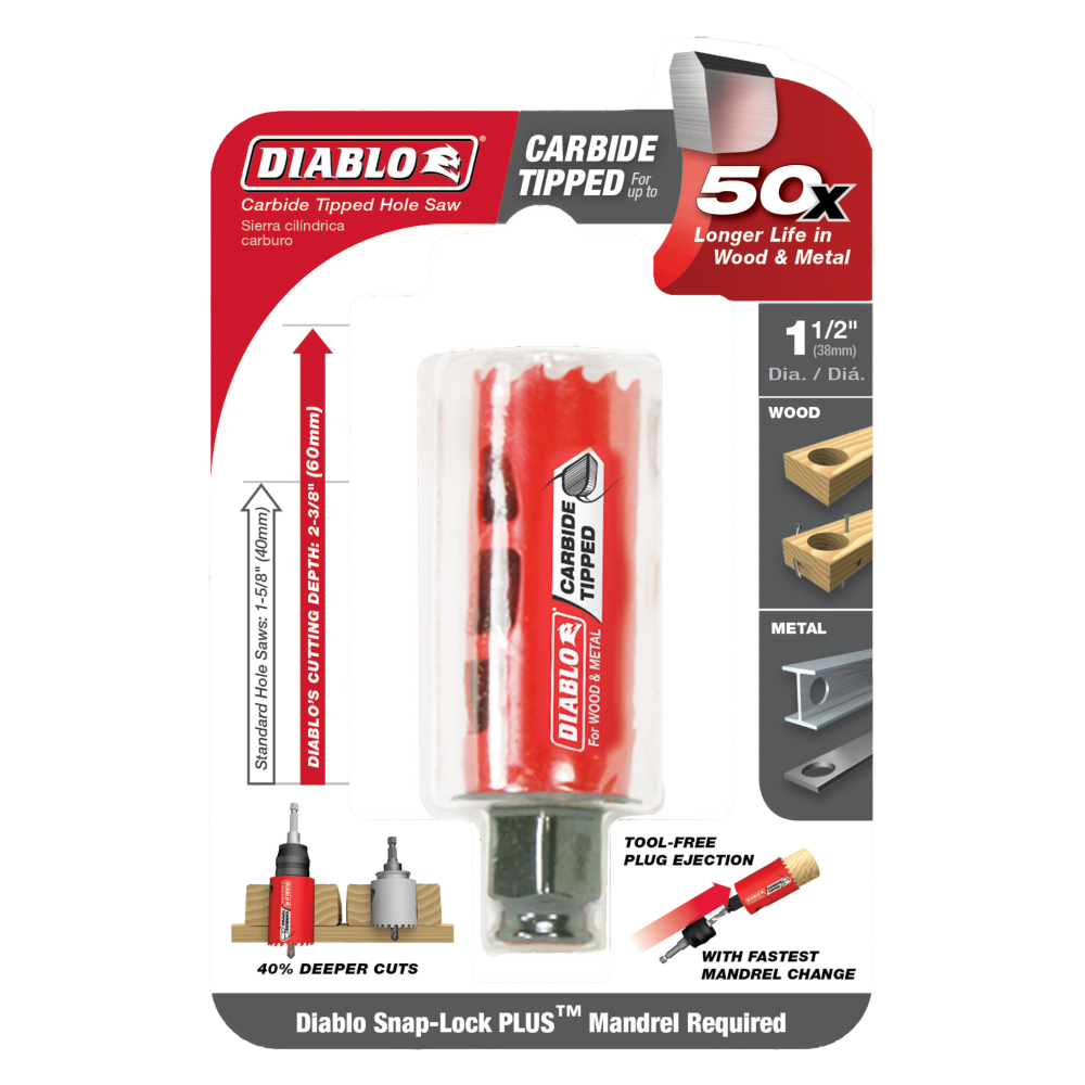 Diablo Tools 1-1/2″ (38mm) Carbide-Tip Wood & Metal Holesaw - Ascmtools
