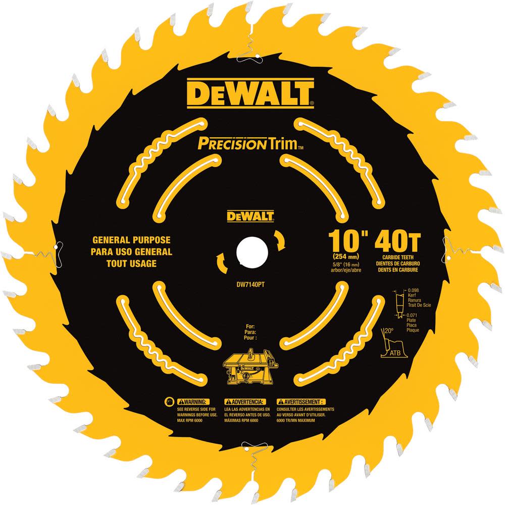 DEWALT 10-in 40T Ripping/Crosscutting Saw Blade - Ascmtools