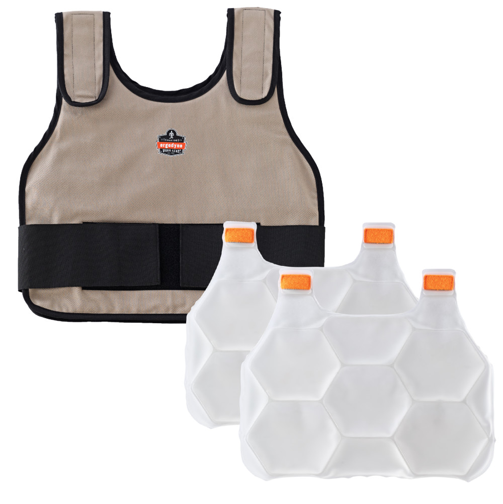Ergodyne Chill Its 6230 Cooling Vest with Packs Khaki L/XL - Ascmtools