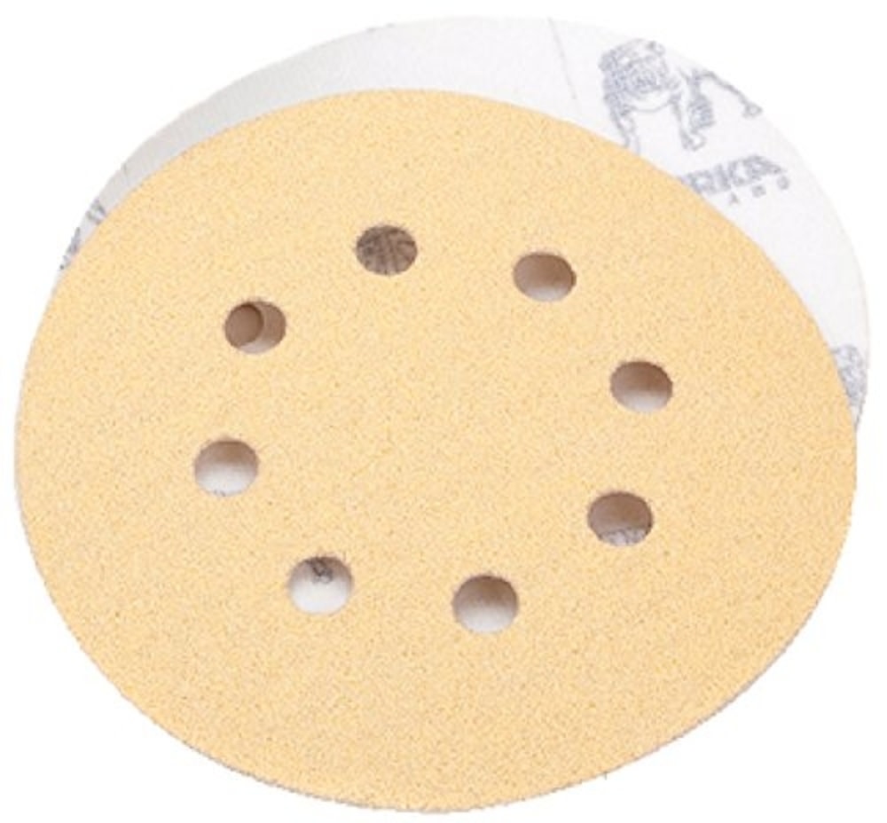 Mirka 6″ Gold 6-Hole 120 Grit Dustless Hook & Loop Sanding Vacuum Disc P120 Pack of 50 - Ascmtools