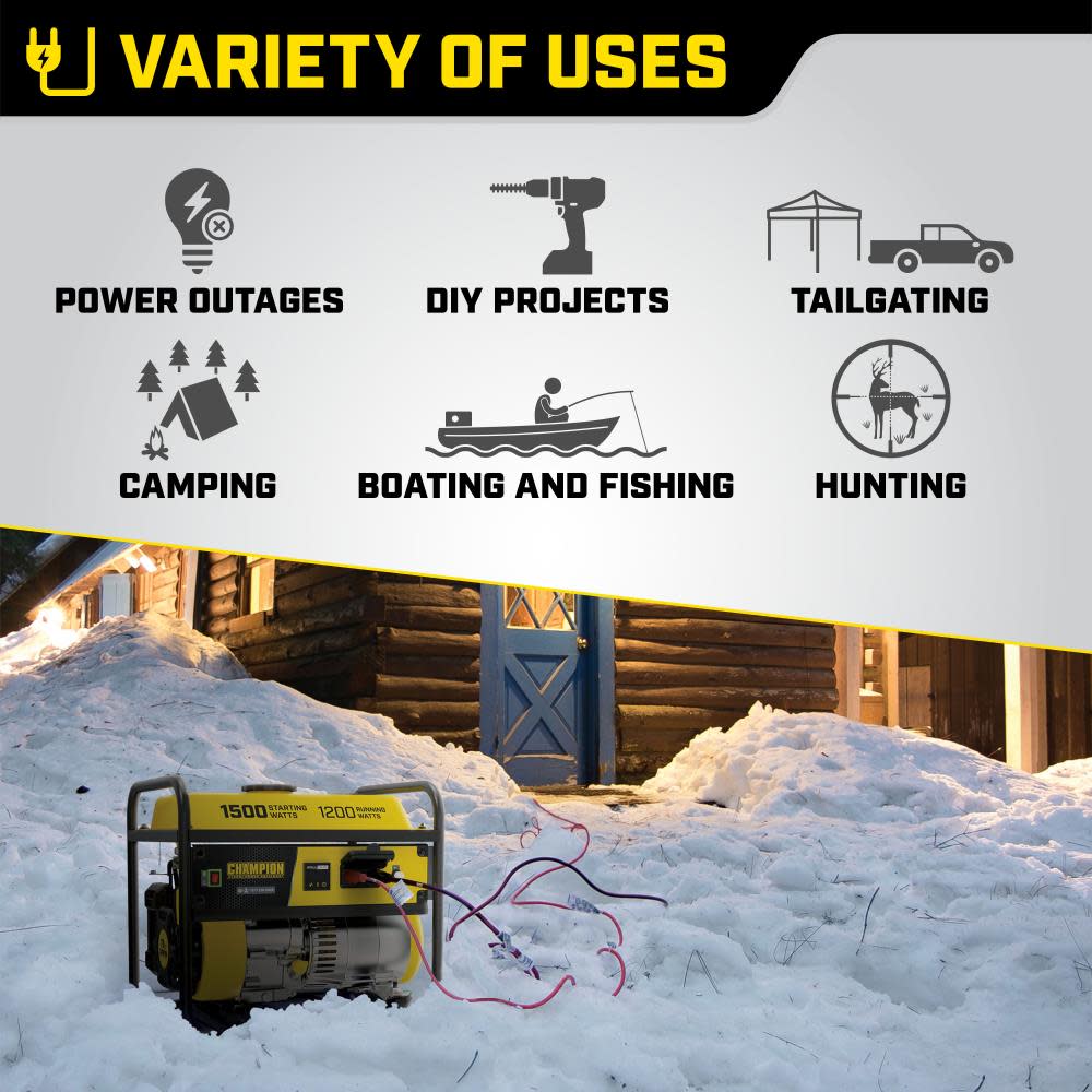 Champion Power Equipment 1200-Watt Multi-Purpose Portable Generator with Cold Start TechnologyEPA Certified and CARB Compliant - Ascmtools