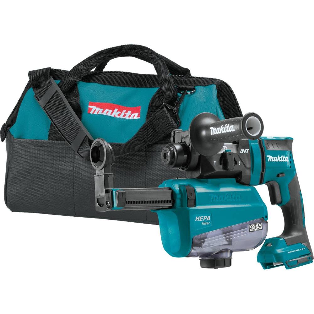 Makita 18V LXT 11/16″ AVT SDS Plus Rotary Hammer Kit with HEPA Dust Extractor Bare Tool - Ascmtools