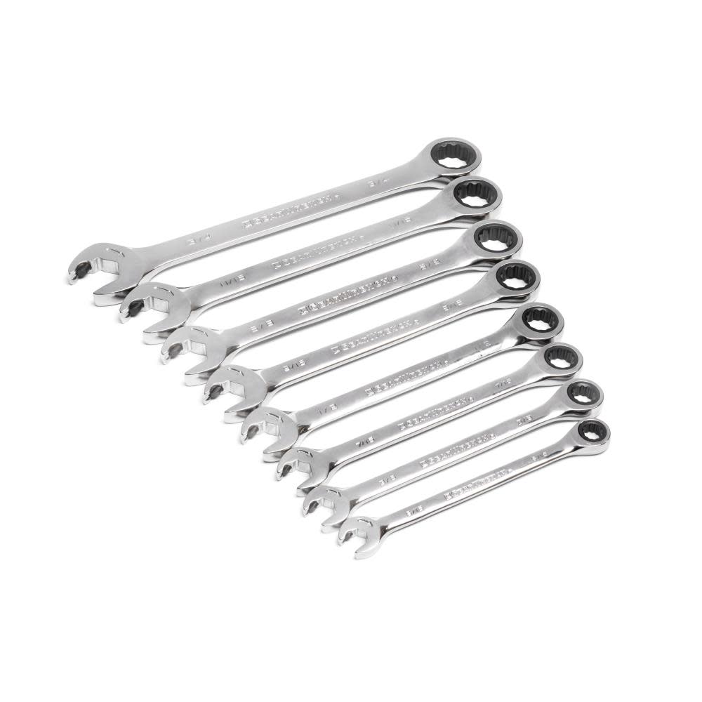 GEARWRENCH 8 Pc 12 Point Open End Ratcheting Combination SAE Wrench Set - Ascmtools