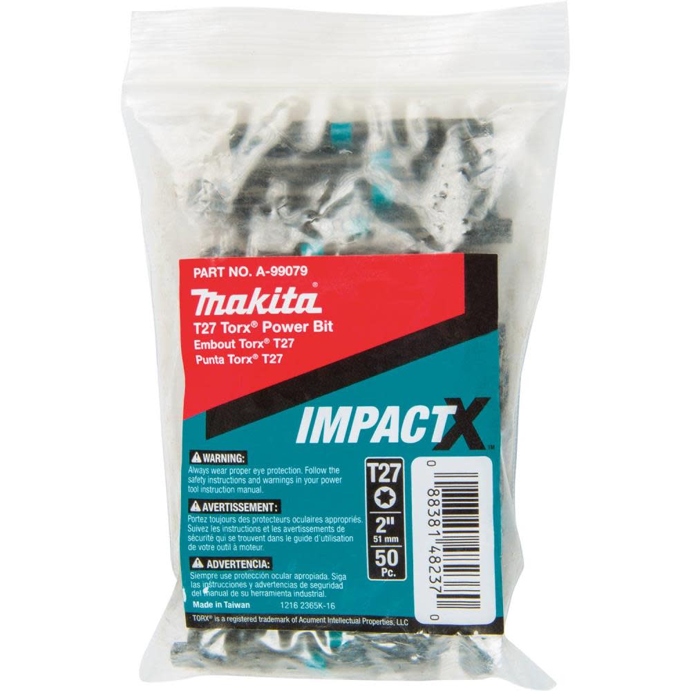 Makita Impact X T27 Torx 2 Power Bit 50/pk Bulk - Ascmtools
