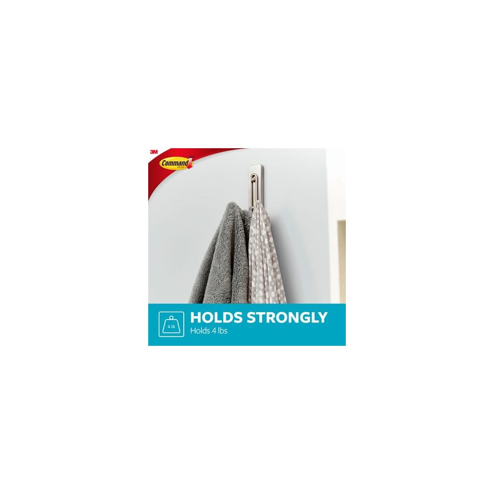 3M Command Large Satin Nickel Double Bath Hook 16pk - Ascmtools