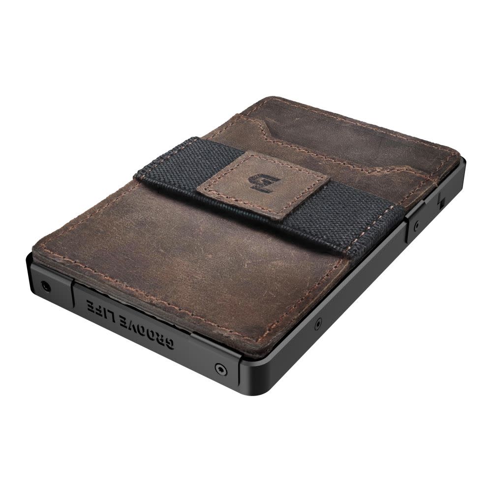 Groove Life Wallet Midnight Black Brown Leather - Ascmtools